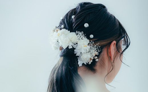 布花アクセサリー】白い小花のヘッドアクセサリーset 032005