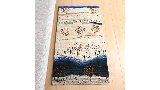 【限定1品】ギャッベ ルリバフ 140×79cm 手織り 最高級 天然 ウール100% 草木染 リビングサイズ おしゃれ かわいい モダン 北欧 ラグ 絨毯 マット (HM-10880） ラグマット カーペット ギャベ 床暖房対応 ホットカーペット対応 [BP218-NT]