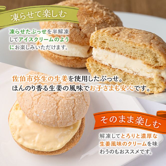 ＜お試し用＞弥生ぶっせ (計6個) ブッセ ショウガ しょうが 生姜 特産品 スイーツ アイス お菓子 おやつ 焼き菓子 お取り寄せ 個装 冷凍 【AJ72】【(有)ケーキ大使館クアンカ・ド－ネ】