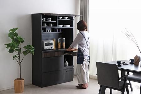 RESE 105KB C(板扉上台・引出下台) 【キッチンボード レンジ 食器棚 食器 キッチン 家具 国産 収納 台所収納 完成品】(H060647)