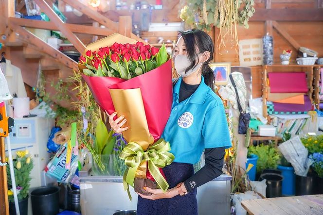 【豪華な30本】真っ赤なバラの花束　H092-061