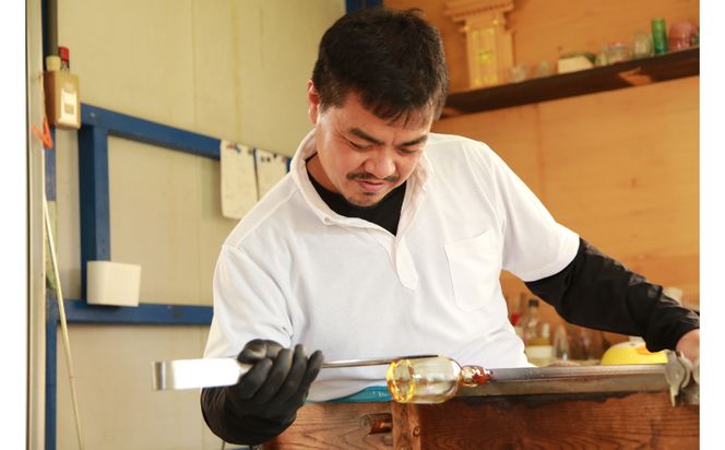 琉球ガラス工房 硝子家すずめ】花咲くガラスの鏡餅（2way） 〇