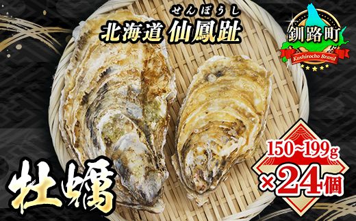 121-1268-41 ＼先行予約／北海道 仙鳳趾名産 牡蠣 150g～199g×24コ+かきナイフ付き かき漁師直送 K3-4＜出荷時期：2024年7月1日ごろ～順次出荷＞＜センポウシ : 釧路町の東 厚岸湾の西 カキの名産地＞