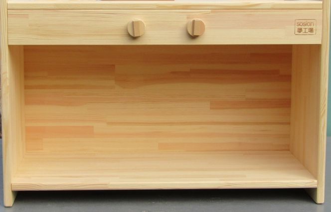 099H2212 手作り木製 ままごとキッチン KBM-W 素材色バージョン