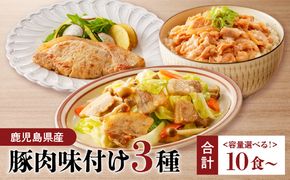 ＜容量選べる！＞【ナンチクファクトリー】鹿児島県産豚肉味付け3種　K073-010