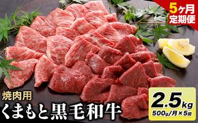 【5ヶ月定期便】牛肉 くまもと黒毛和牛 焼肉用 500g 計2.5kg 長洲501《お申込み月翌月以降の出荷月から出荷開始》定期便 計5回お届け---sn_f501kwyktei_23_83000_mo5num1---