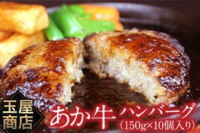 熊本の和牛 あか牛ハンバーグ 150g×10個入り 玉屋商店 牛肉 数量限定 熊本あか牛 赤牛 あかうし《90日以内に出荷予定(土日祝除く)》---sg_ftamaakaha_90d_22_14000_1500g---