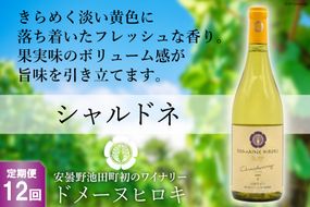 【12回定期便】【落ち着いたフレッシュな香り】シャルドネ 750ml×1本 [ヴィニョブル安曇野（ドメーヌ・ヒロキ） 長野県 池田町 48110184] 白ワイン お酒 酒