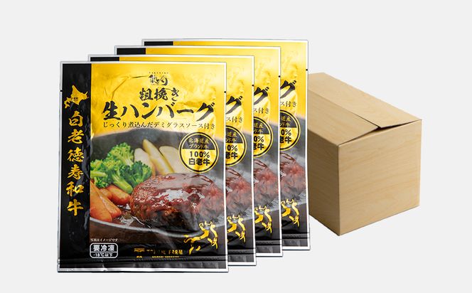 定期便 6カ月 和牛 粗びき 生 ハンバーグ 4個セット デミグラスソース付き 160ｇ×4袋 BJ050