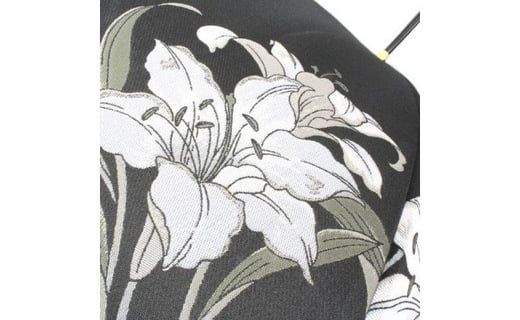 槙田商店【晴雨兼用】長傘 ”絵おり” 百合：黒 FAA5075