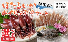 【先行予約】ほたるいか ボイル＆刺身セット※着日指定は備考欄へ　※26年3月中旬以降順次発送予定【カネツル砂子商店】