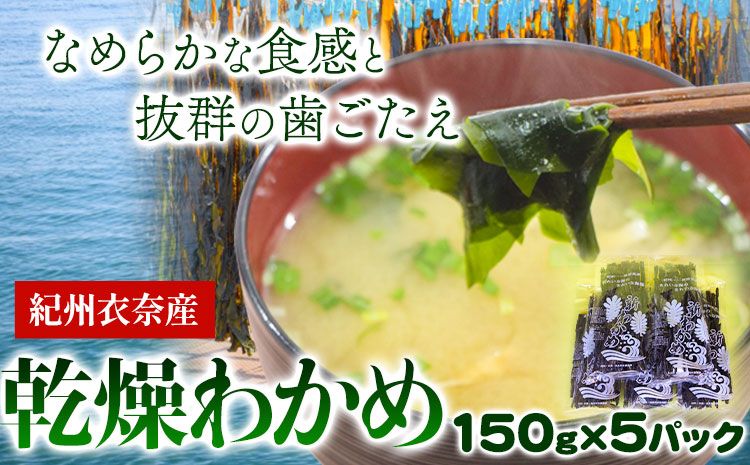 紀州衣奈産 乾燥わかめ 750g 150g×5パック 2024年産[30日以内に出荷予定(土日祝除く)] 和歌山県 日高町 ワカメ お味噌汁 サラダ 酢の物 スマイル---wsh_sml9_30d_24_22000_5p---