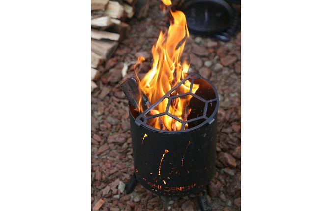 グランピングストーブ（S）＋薪入れ五徳（S）＋極厚グリルプレート（S）＋ステンレスヘラ（S）セット　アウトドア キャンプ 焚き火 たき火 たきび 焚火 ※着日指定不可◇