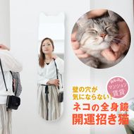 鏡 壁掛け  かがみのカタチBIGねこ 洗面鏡トイレ 洗面所 賃貸 玄関 貼れる 一人暮らし ノンフレーム 北欧 メイク 化粧 DIY シンプル 韓国 インテリア 変形 デザインミラー [PT0162-000014]