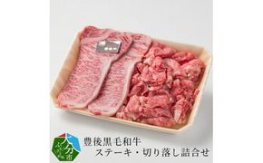 【A01039】 豊後黒毛和牛ステーキ・切り落し詰合せ約600g