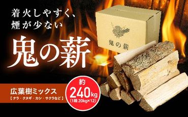 鬼の薪（鬼北の広葉樹ミックス乾燥割薪）12箱　薪ストーブ アウトドア キャンプ ピザ ボイラー 自然 火 炎 燃料 焚火 暖炉 窯焼き 四国薪販売 キャンプファイヤー