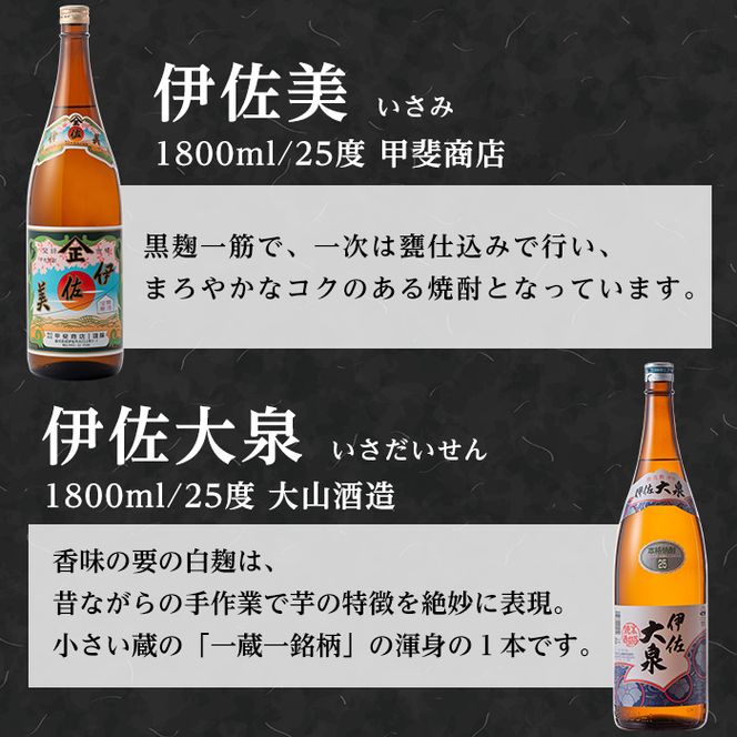 B3-02 焼酎ふるさと巡りセット！伊佐美、伊佐大泉、永禄二歳(1800ml各1本・計3本)【平酒店】