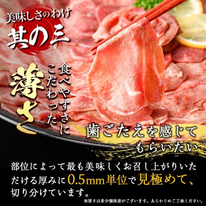 薄切り 塩味 牛タン (計1kg・約250g×4P) 小分け 牛肉 肉 タン 牛たん 味付け 焼肉 塩 BBQ 冷凍 大分県 佐伯市【DH266】【(株)ネクサ】