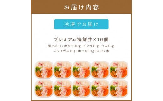 厳選！プレミアム海鮮丼セット10個入 ( うに ウニ 雲丹 貝 かい 海鮮丼 海鮮 魚介類 丼 プレミアム セット ふるさと納税 )【094-0066】