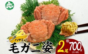 2458. 毛蟹 2尾 計700g前後 食べ方ガイド・専用ハサミ付 カニ かに 蟹 海鮮 ボイル 送料無料 北海道 弟子屈町