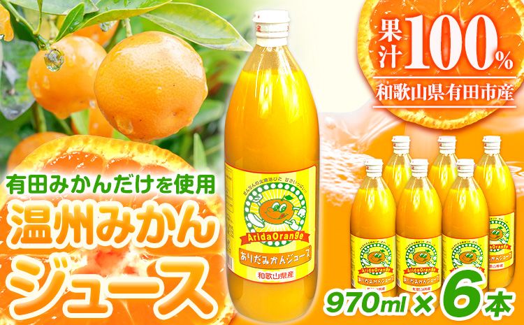 みかん ジュース 和歌山 有田産 100% 温州 みかん ジュース 970ml × 6本 セット 太千青果物[30日以内に発送予定(土日祝除く)]和歌山県 日高町 蜜柑 果汁 100% ストレート 柑橘 果物 添加物不使用 送料無料---wsh_ts6_30d_23_21000_6h---