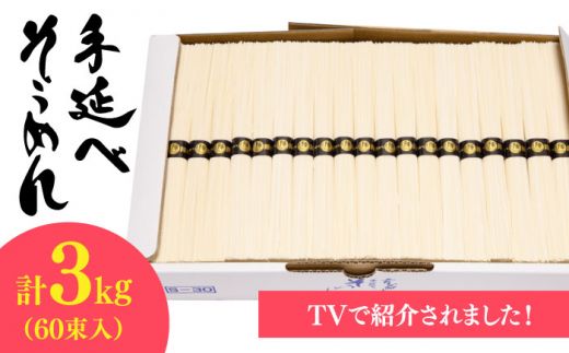 【手のべ陣川】 島原 手延べ そうめん 3kg S-30 / 南島原市 / ながいけ [SCH021]