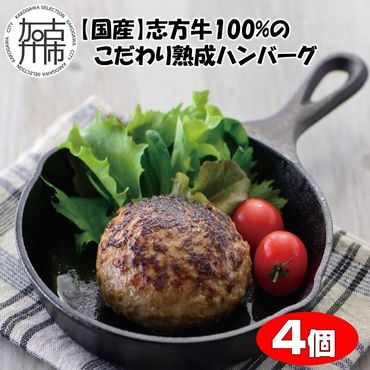 【国産】志方牛100%のこだわり熟成ハンバーグ150g×4個