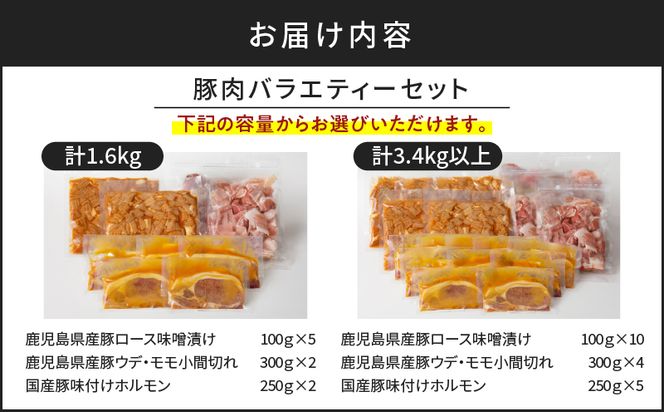 【ナンチクファクトリー】豚肉バラエティーセット ＜内容量が選べる＞ 計1.6kg～　K073-001