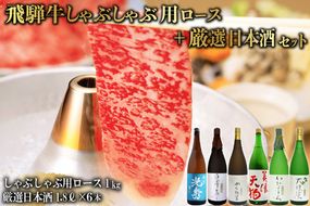 10-3　飛騨牛 しゃぶしゃぶ用ロース1㎏（500g×2）　+　厳選日本酒1.8L×6本【0026-079】