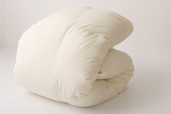 【春秋用】 中厚 羽毛 合掛け 布団 セミダブル ホワイトダックダウン 85％ 1kg (無地 アイボリー)  [川村羽毛 山梨県 韮崎市 20743640] 羽毛布団 日本製 エクセルゴールドラベル