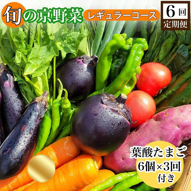 [6回定期便]旬の京野菜 毎月お届けレギュラーコース(全6回)&『葉酸たまご』6個入り×1パック×3回分付≪定期便 野菜 ふるさと納税野菜≫ ※沖縄・離島・諸島へのお届け不可