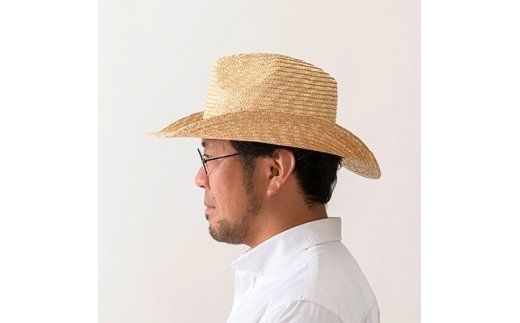 AN063-2 春日部市伝統工芸品 田中帽子店　麦わら帽子ブルーノ　頭囲60cm　　　　（UK-H024-NA-L）