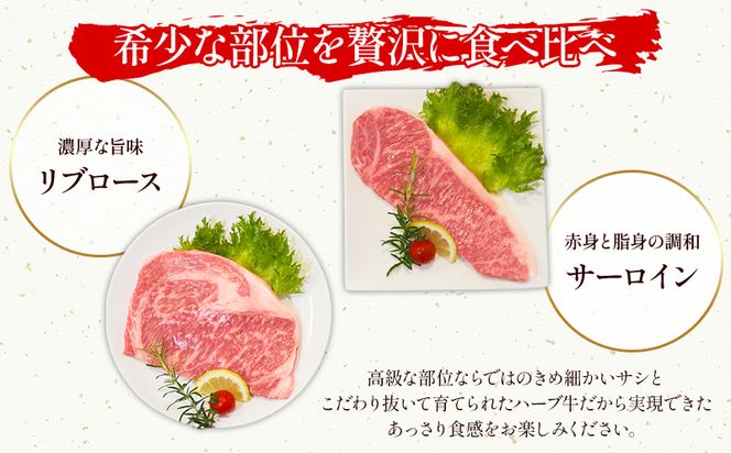みやざきハーブ牛ステーキ食べ比べセット（サーロインステーキ・リブロースステーキ×各200g）_M180-004