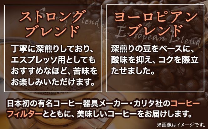 自家焙煎 コーヒー豆（ストロング・ヨーロピアン）各300g カリタ102 コーヒーフィルター 100枚 セット 《90日以内に出荷予定(土日祝除く)》和歌山県 日高町 日高町厳選館 珈琲 コーヒー コーヒーフイルター---wsh_gsk19_90d_24_12000_300g---