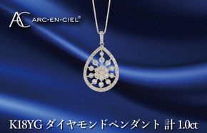 J048-4 アルカンシェル K18YGダイヤペンダント ダイヤ計1.00ct【鑑別書付き ジュエリー プレゼント ギフト ファッション アクセサリー 贈り物 贈答 お祝い 記念日】