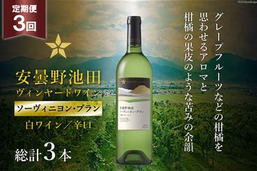 3回 定期便 白ワイン サッポロ グランポレール 安曇野池田ヴィンヤード「ソーヴィニヨン・ブラン」750ml 総計3本 [池田町ハーブセンター 長野県 池田町 48110615] 白 ワイン 辛口 お酒 酒