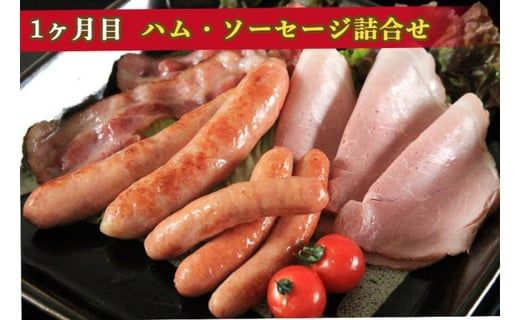 【山中湖ハム 定期便】1ヶ月目『ハム・ソーセージ詰合せ』2ヶ月目『山中湖ハムの手作りハム』 FAB024
