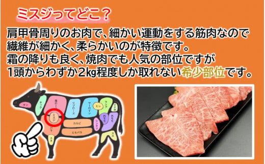 【A4～A5等級】ミスジ好き必見! おおいた和牛 ミスジ 焼肉用 800g (200g×4P)_2438R