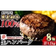 a841 鹿児島県産黒毛和牛100％生ハンバーグ（150g×8個）【水迫畜産】姶良市 国産 牛肉100%