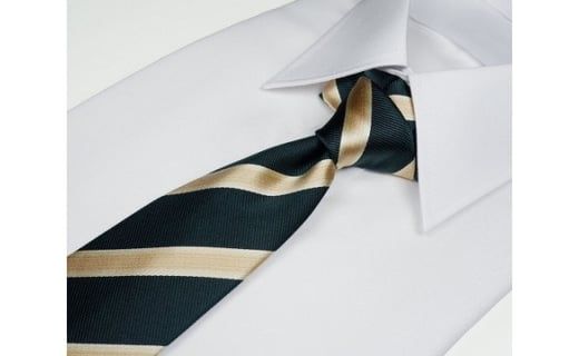 郡内織物「富士桜工房」シルクネクタイ ぼかし縞ネクタイ　織部色 FAA1007