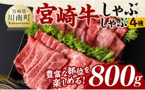 宮崎牛しゃぶしゃぶ食べ比べ4種盛 合計800ｇ【 肉 牛肉 国産 黒毛和牛 宮崎牛 すき焼き しゃぶしゃぶ 焼きしゃぶ 食べ比べ 宮崎県 川南町 】 [D11408]	