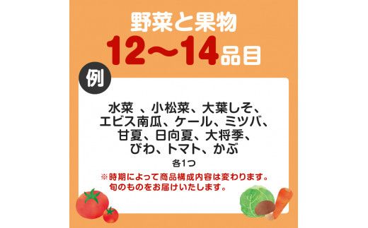 【JA直売所セレクト】旬鮮野菜・果物セット（12～14品目）　K072-001