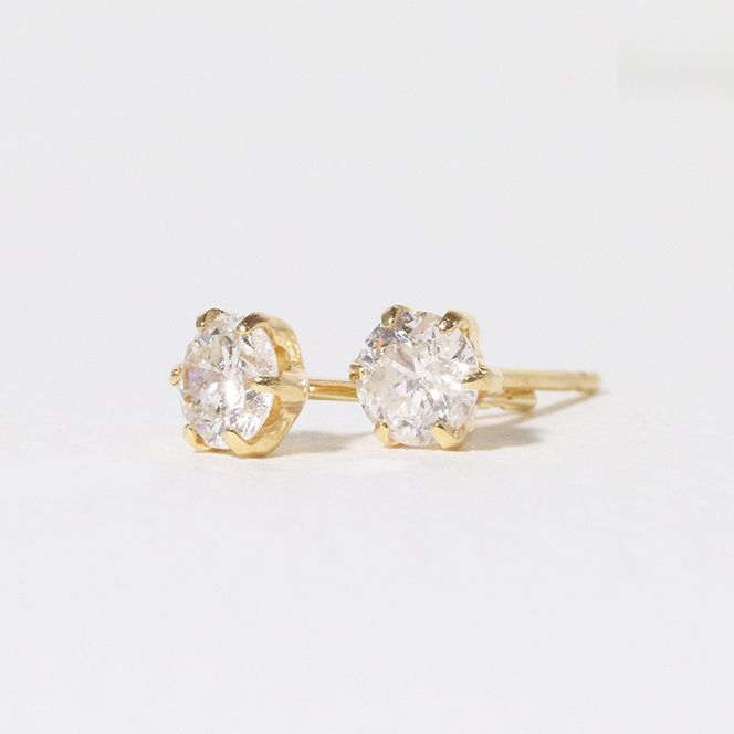 K18 一粒天然ダイヤモンド スタッドピアス 0.40ct 5pe040 BQ-4（山梨県 ...