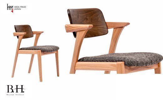 D134-02 B.H.ダイニングチェア(ショートアーム)【オーク+ウォルナット材】 JBH-DCX208A PNO+W/EベガスCOA