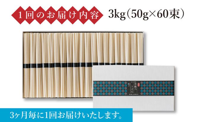 【 定期便 年4回】手延べ うどん 3kg （50g×60束） / 麺 乾麺 / 南島原市 / 池田製麺工房 [SDA044]