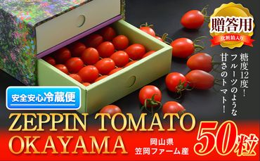 ZEPPIN TOMATO Okayama 50粒 化粧箱入り (贈答用) 500g 平均糖度12度 甘い フルーツトマト 贈答 ---C-36a---