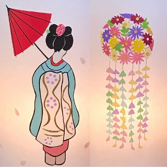 030D100 着物生地で作ったおしゃれな行灯（あんどん） 舞妓さんとつるし飾り【朱印 御朱印帳 ご朱印帳 おしゃれ 神社】