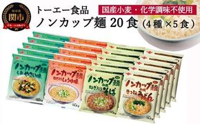 G10-09 お湯を注ぐだけ！ノンカップ麺詰合せ20食（4種×5食）～そば・うどん・らーめん（醤油・塩）、インスタントラーメン 非常食にも～