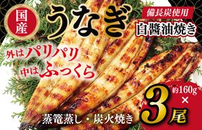 099H2644 国産！うなぎ白醤油焼き3尾　せいろ蒸し 備長炭仕上げ