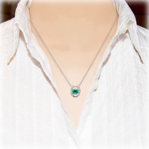 エメラルド ペンダント 0.5ct Ag900(Pt100) 馬蹄 （24118）　BR-49